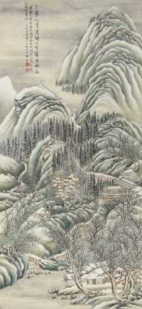 杨笑柳 乙亥（1935年）作 关山雪霁图 立轴